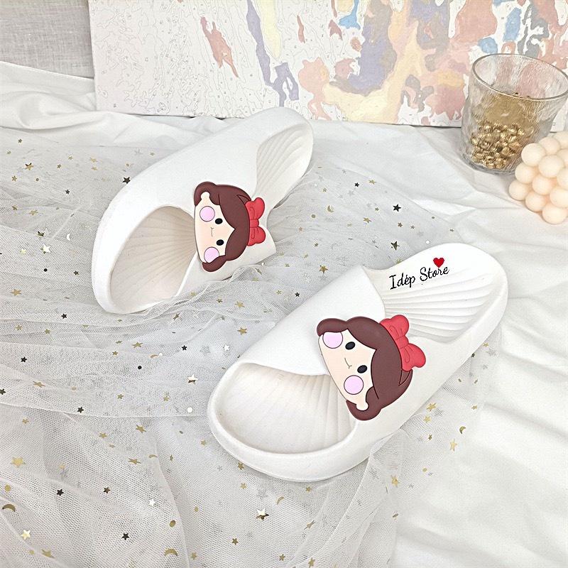 Dép bánh mì quạt chibi nữ quai ngang thời trang siêu êm chống trơn trượt đi trong nhà tắm iDÉP DL245