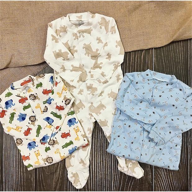 Bộ Bodysuit Dài Tay Cho Bé Trai Và Bé Gái 0-9M set 3