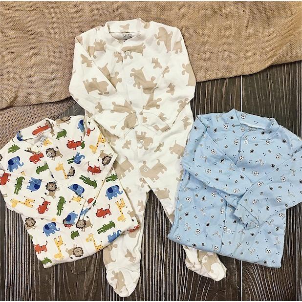 Bộ Bodysuit Dài Tay Cho Bé Trai Và Bé Gái hàng xuất dư xịn 0-9M ngẫu nhiên set 3