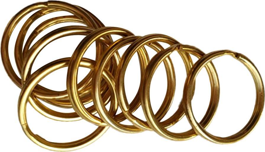 Pack 10 Brass Split Ring Key Chain Hook Loop Hoop Keyring Keychain Clasps Connector - 8 Sizes