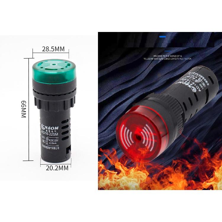 Đèn còi cảnh báo phi 22- Đèn báo phi 22mm có còi hú 220v