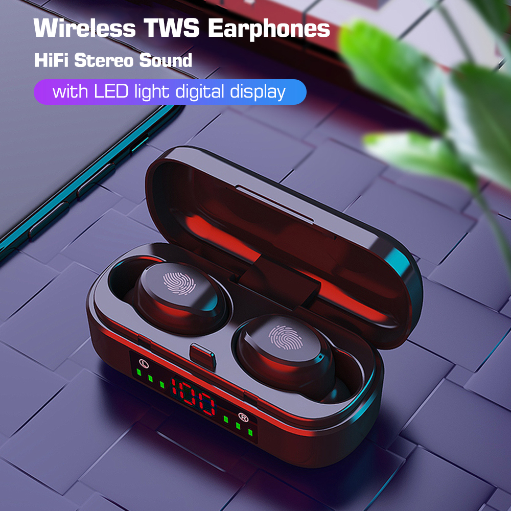 Tai Nghe Thể Thao Điều Khiển Cảm Ứng TWS Bluetooth V5.0 Không Dây Có Mic Màn Hình LED
