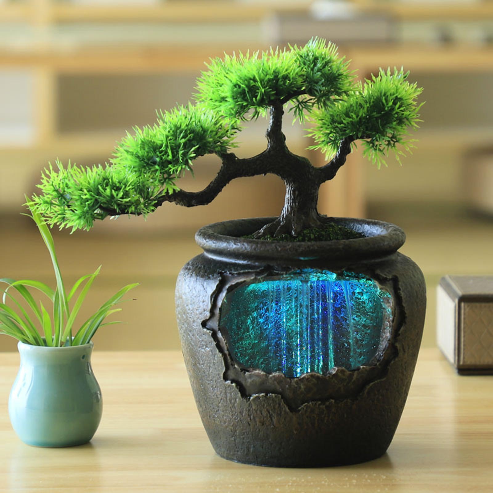 Indoor Relaxation Desktop Fountain Waterfall, Meditation Waterfall with Automatic Pump, Illuminated Waterfall for Bedroom Desk Decor