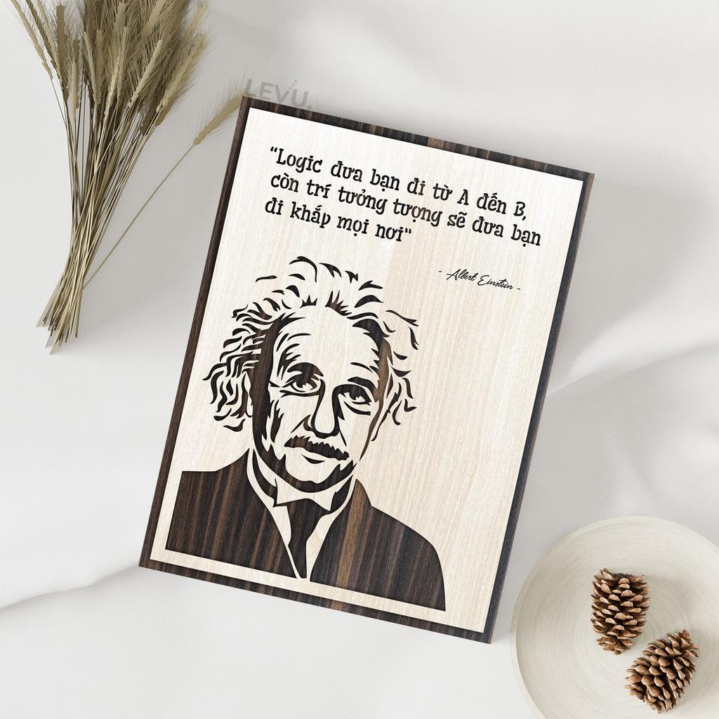 Tranh slogan câu nói nổi tiếng của Albert Einstein bằng gỗ khắc laser LEVU NT09