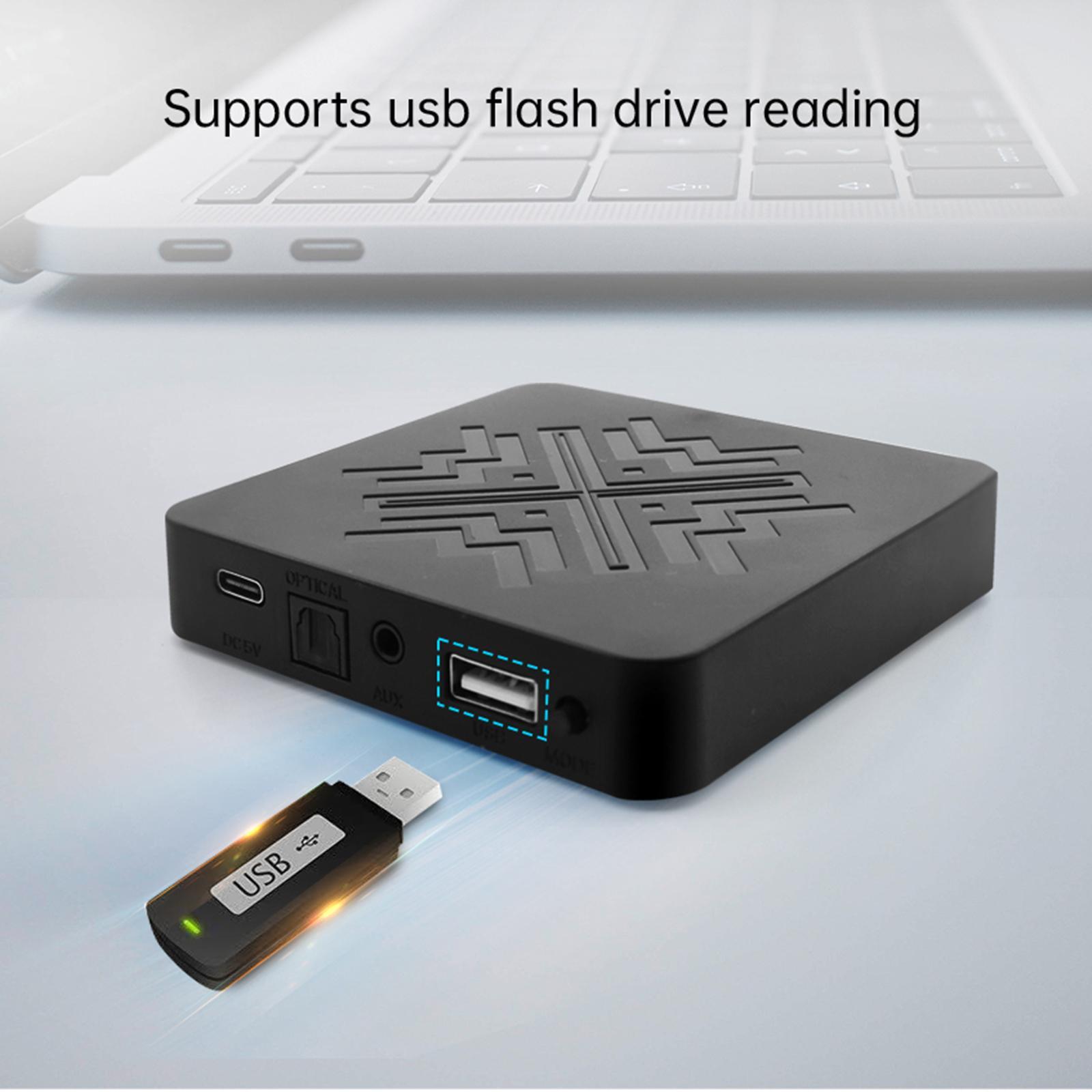 Digital Audio Receiver aptX Low Latency High Fidelity Bluetooth 5.0 Adapter U Disk Lossless Music Player for Android iOS System TV Car Pc