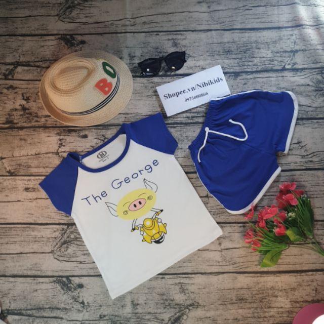 Bộ Cộc Tay Cho Bé in Hình Heo Con M43