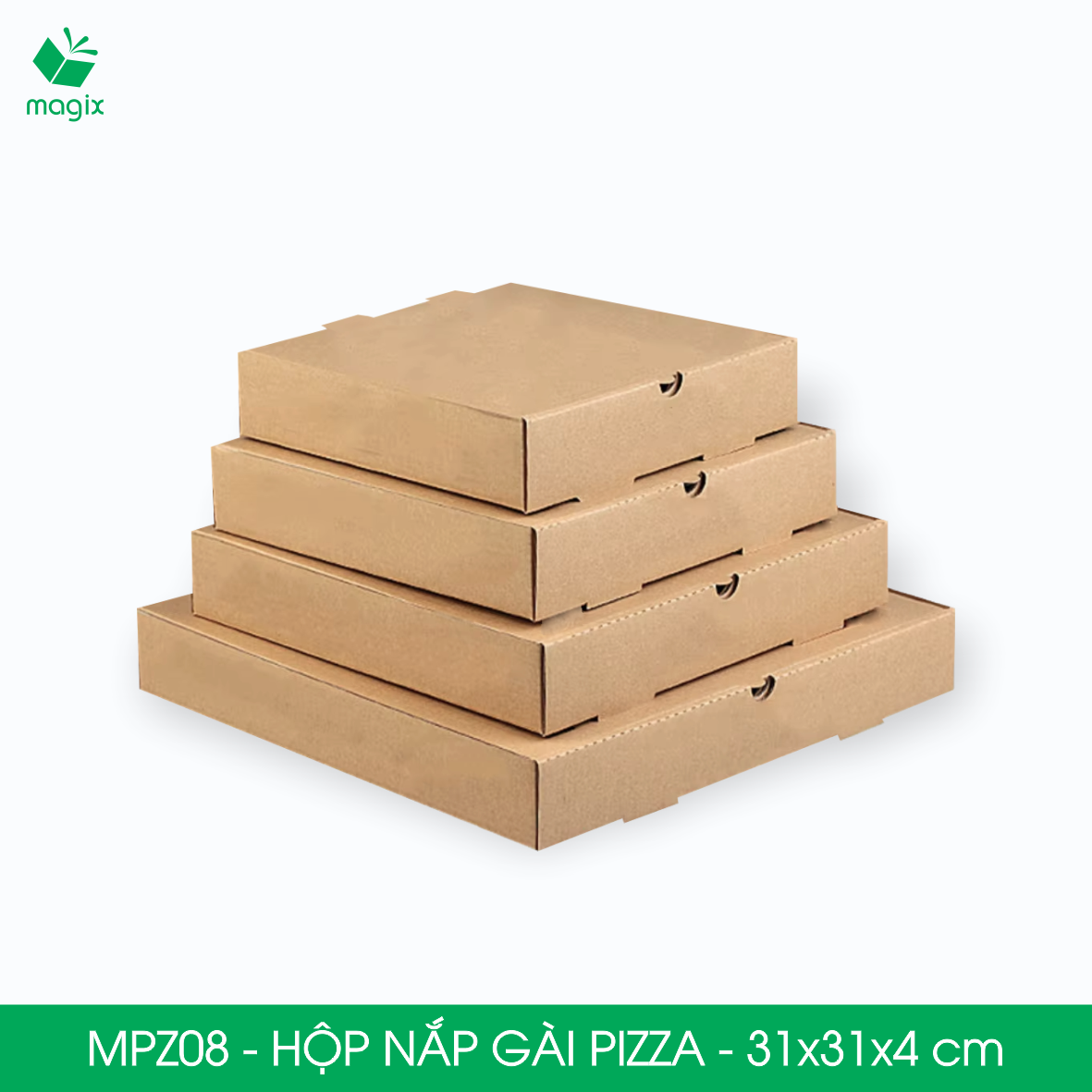 MPZ08 - 31x31x4 cm - 100 Hộp nắp gài pizza đa dụng - Hộp nắp gập, hộp carton gói hàng, hộp quà