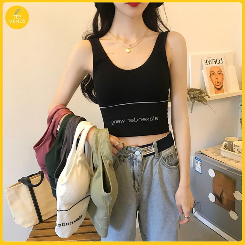 Áo Bra Gym Yoga Bra Thể Thao Dáng Croptop Khoét Hở Lưng Cotton Tăm Tep-BraAlax TEP FASHION BRA-ALEX02