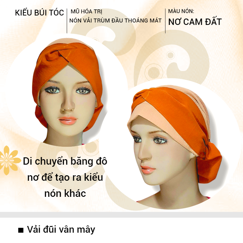 [BÚI TÓC NƠ] Nón vải trùm đầu mềm mịn, chemo hat, cancer hat, mũ vải che da đầu, nón bệnh nhân ung thư