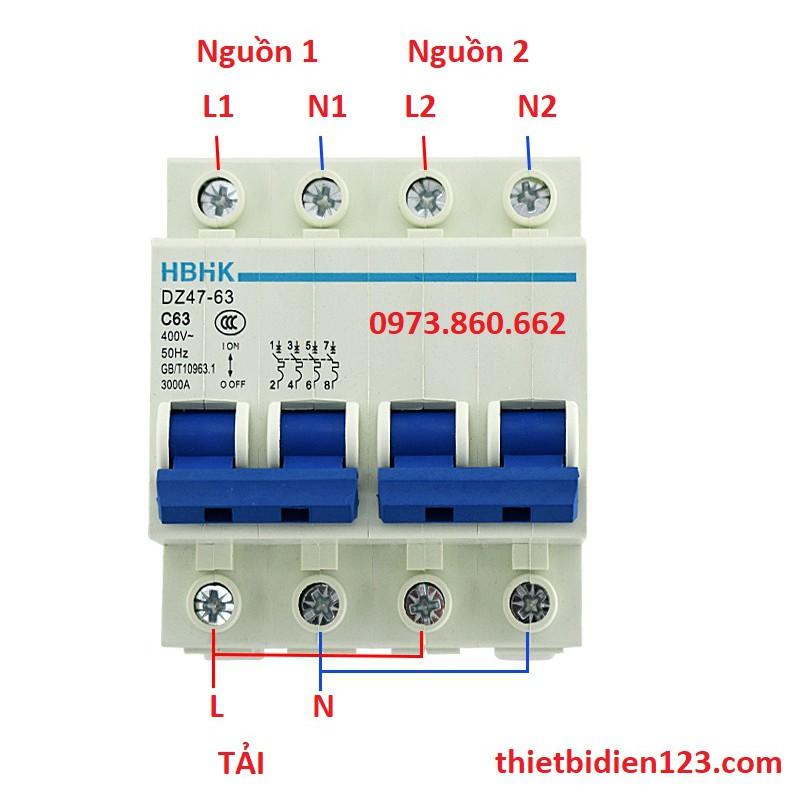 Cầu dao đảo chiều dạng Aptomat 2P 32A - 2P 63A, Át đảo chiều 1 pha