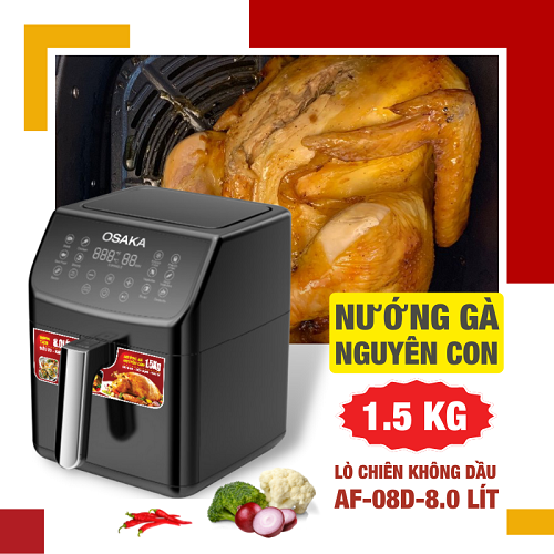 Nồi chiên không dầu Osaka AF-08D dung tích 8.0 Lít - Hàng chính hãng