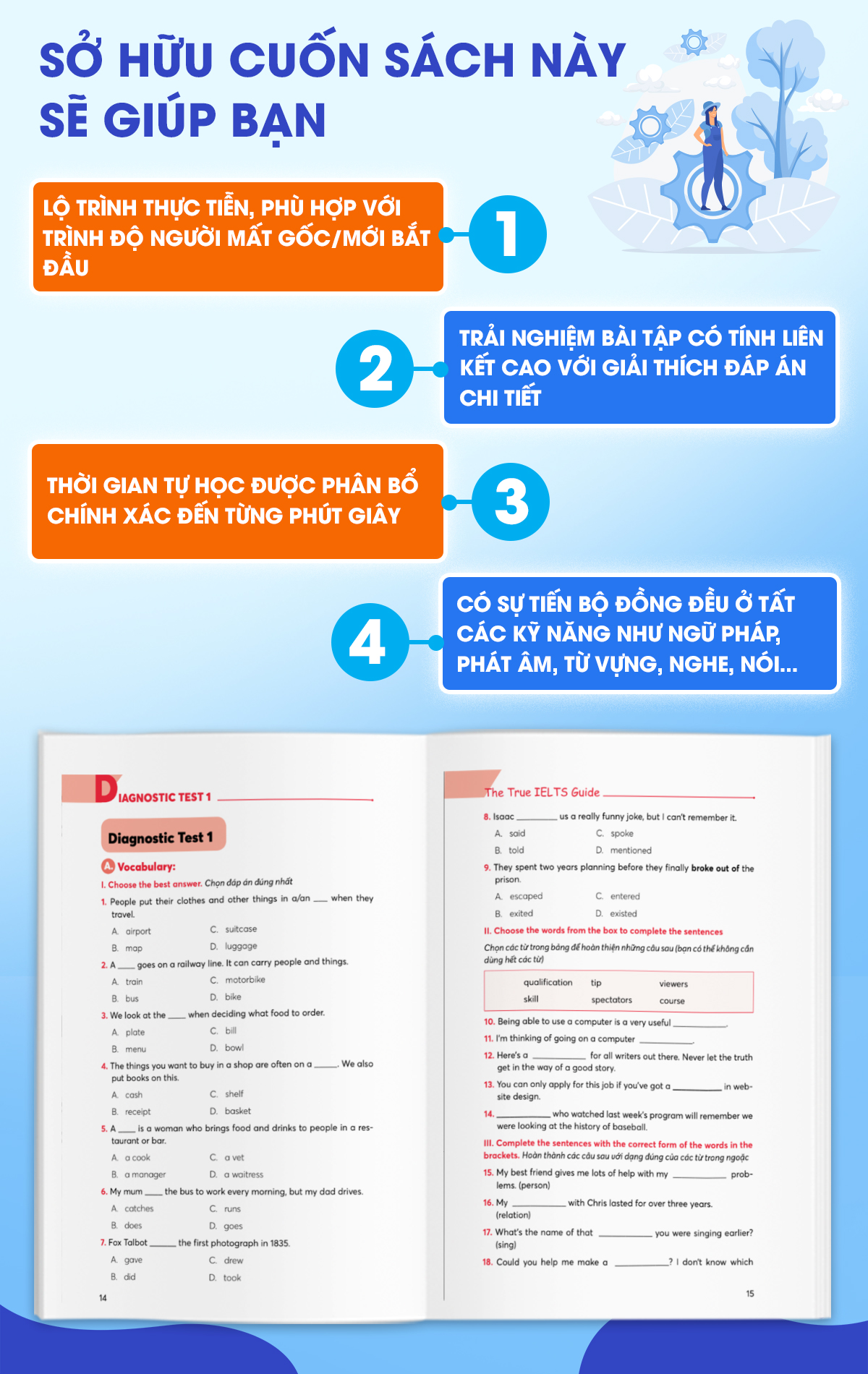 Sách The True Ielts Guide - Cẩm nang hướng dẫn tự học IELTS chuẩn cho người mới bắt đầu - Tặng tài khoản học tập