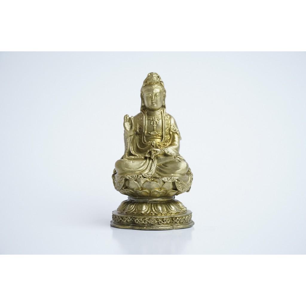 Tượng Phật Quán Thế Âm Bồ Tát bằng đồng ngồi - Cao 10cm