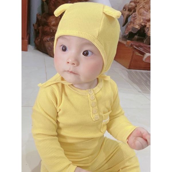 Quần áo trẻ em minky chất Len Tăm Cao Cấp, Bộ thu đông cho bé gái bé trai nhiều màu sắc dễ thương từ 4-15kg kèm nón