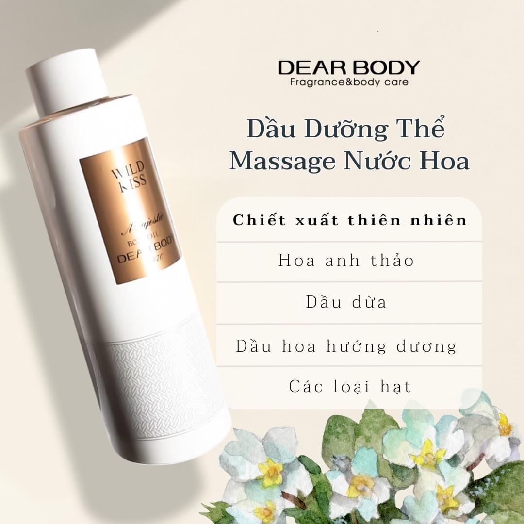 Dầu Massage DEAR BODY 270ml Dành Cho Nữ - Giải Pháp Giúp Da Mềm Mịn - Căng Bóng - Thư Giãn - Cấp Ẩm - Hương Thơm Mát - Ngọt Ngào