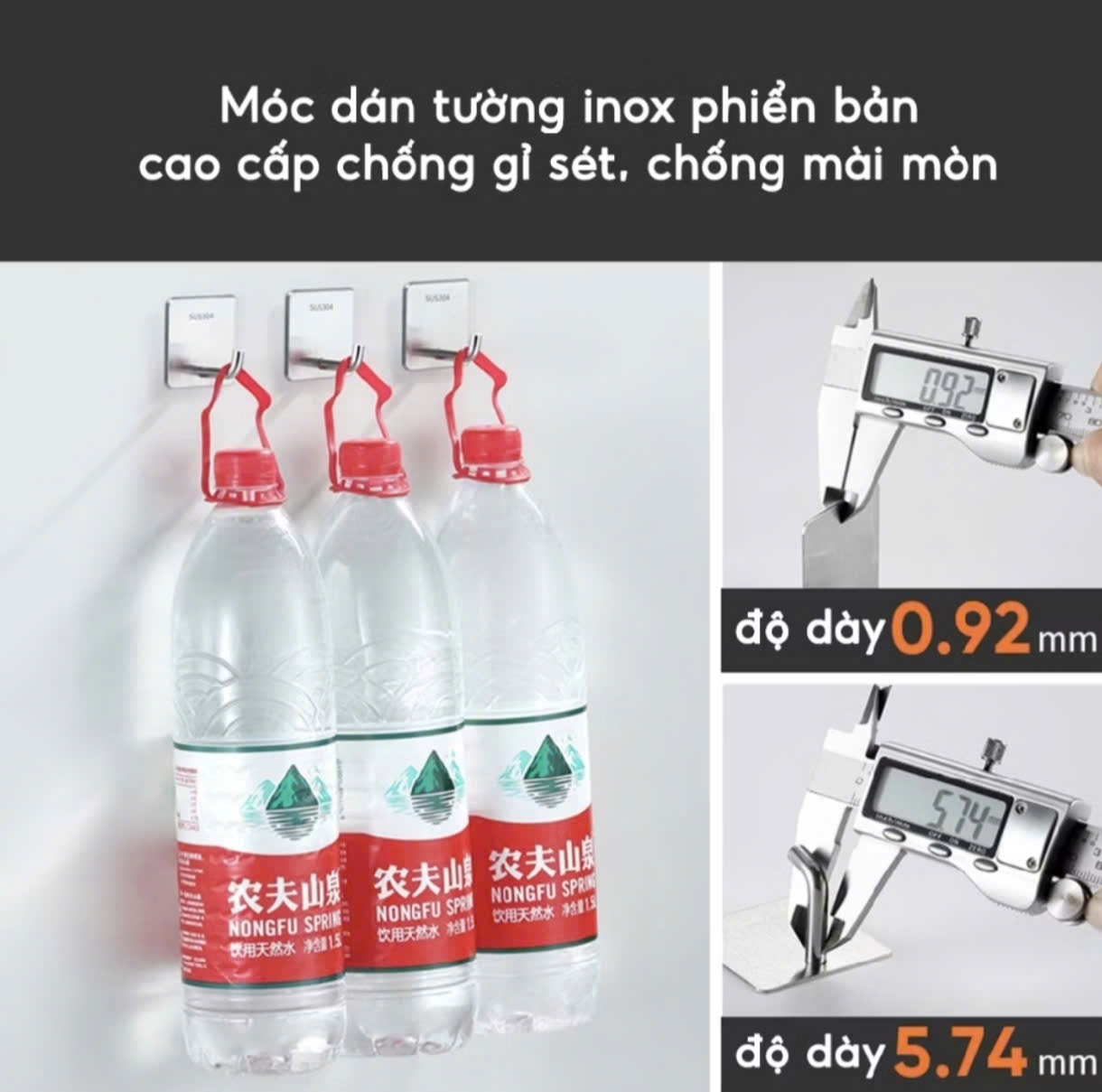 COMBO 10 Móc dán tường chịu lực inox 304 siêu chịu lực, không cần khoan treo vật dụng đa năng