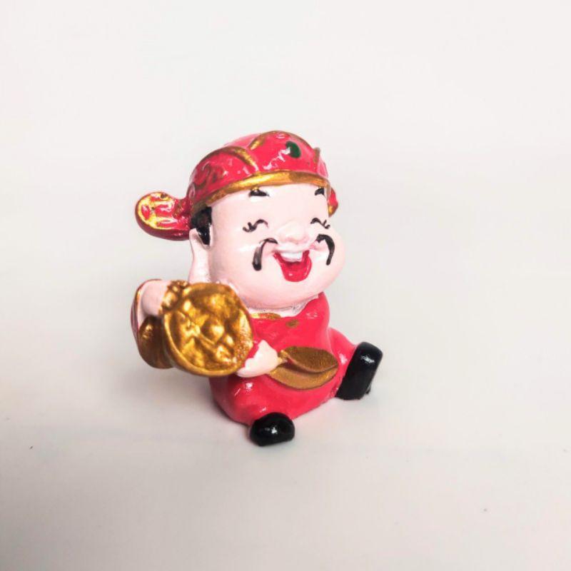 Phụ kiện trang trí tiểu cảnh thần tài ôm tiền, chuyên derco tiểu cảnh sen đá, xương rồng, trang trí bánh gato