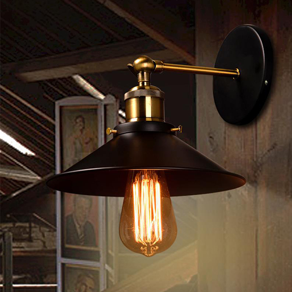 Đèn gắn tường - đèn cầu thang - đèn tường chóa đĩa đui đồng cao cấp Cros kèm bóng Edision