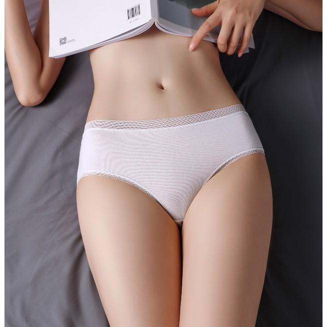 Quần lót nữ ️️ Quần lót nữ cotton kháng khuẩn - Quần chip cotton tăm tre cạp ren lưới cao cấp