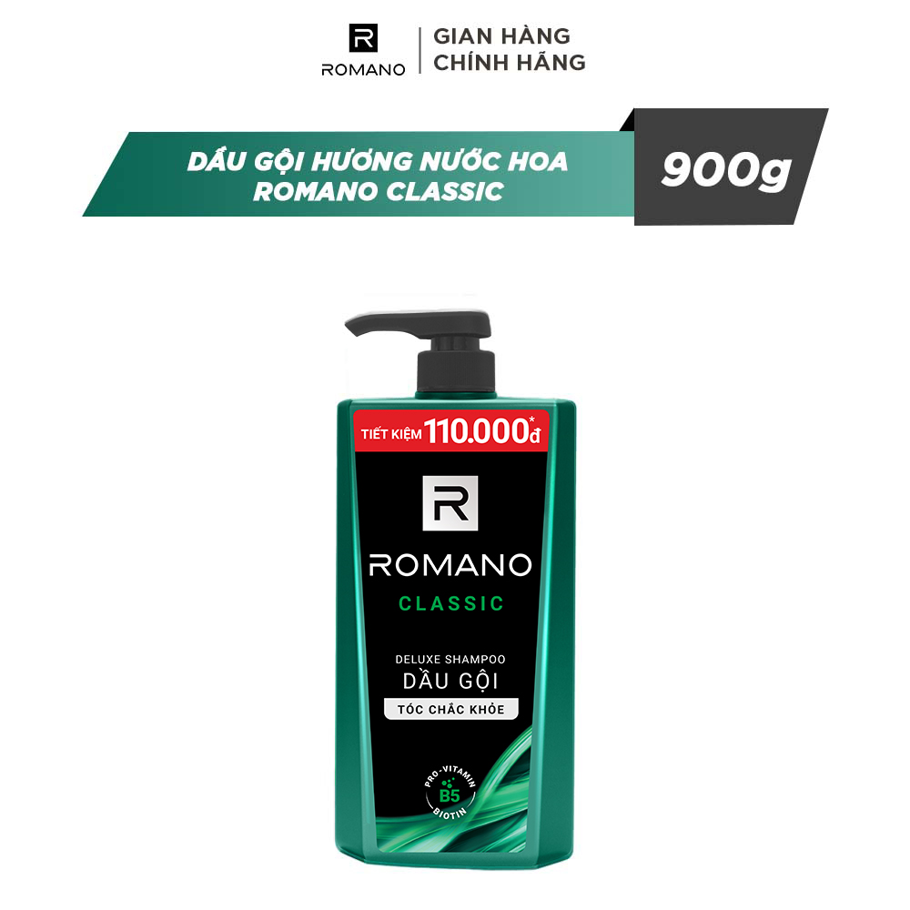 Dầu gội cao cấp Romano Classic cổ điển lịch lãm tóc chắc khỏe 900gr