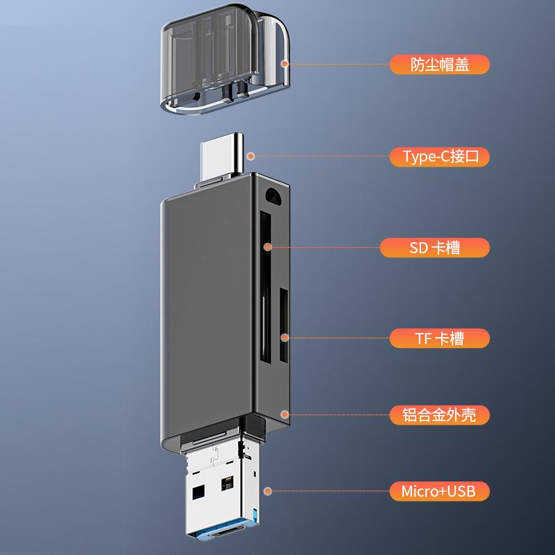 Đầu đọc thẻ hai trong một type-c sang SD + TF kiểu mới nhất Đầu đọc thẻ máy tính bảng điện thoại di động Android type-c