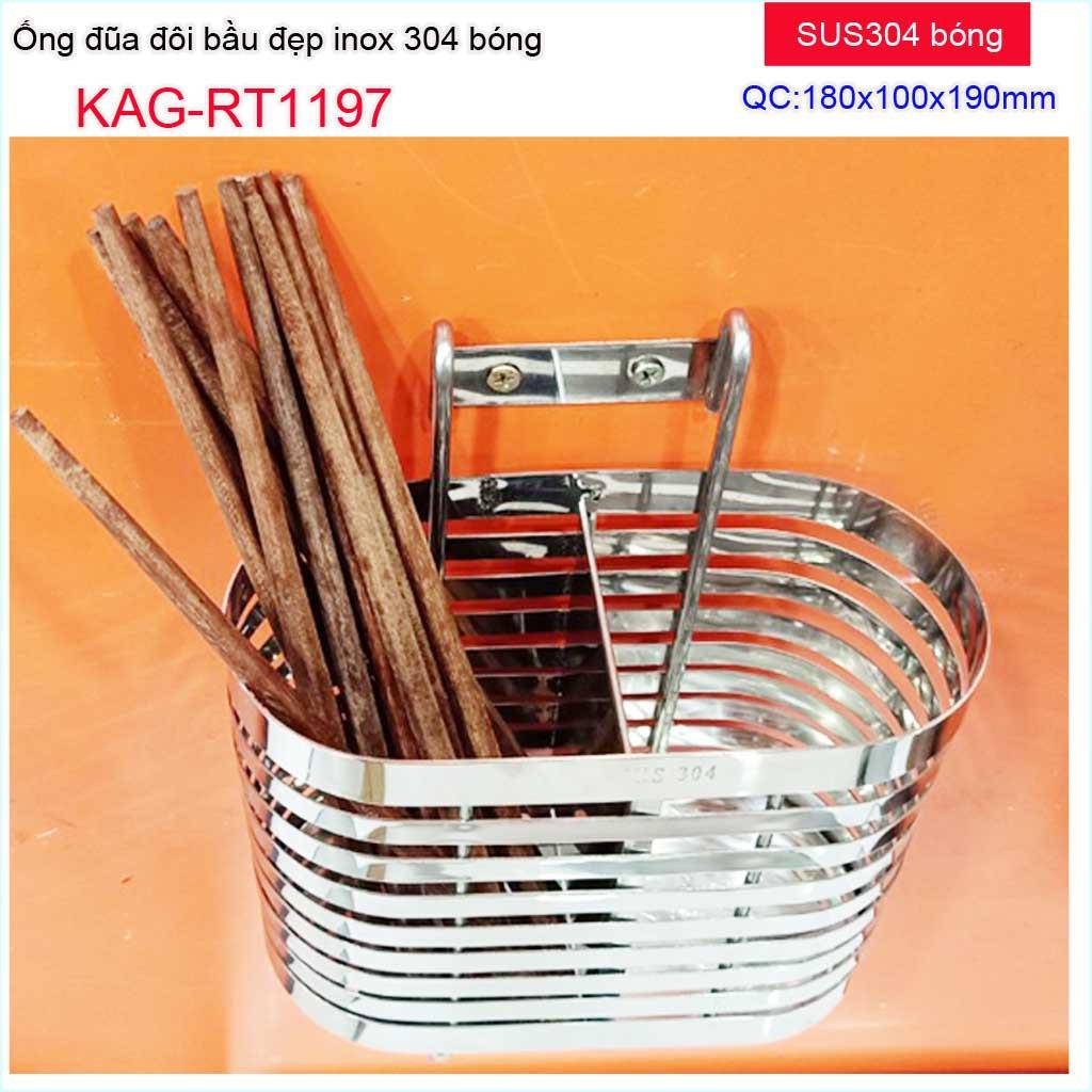 Ống đựng đũa Inox 304 không gỉ, ống đũa nhà bếp Inox SUS304, ống đũa cao cấp nam dẹt KAG-RT1197
