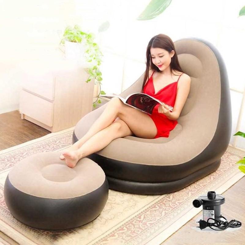 Ghế Hơi Tựa Lưng - Sofa Hơi Tựa Lưng Chanodung Kèm Đôn Và Bơm Điện 2 Chiều