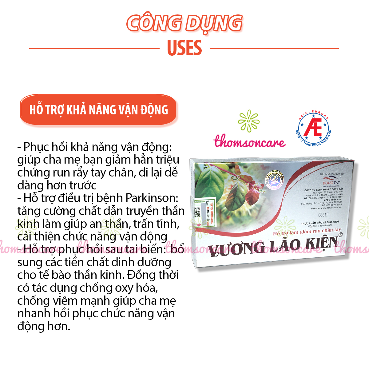 Vương Lão Kiện - Giảm run tay run chân ở người cao tuổi- Có tem tích điểm chính hãng Á Âu