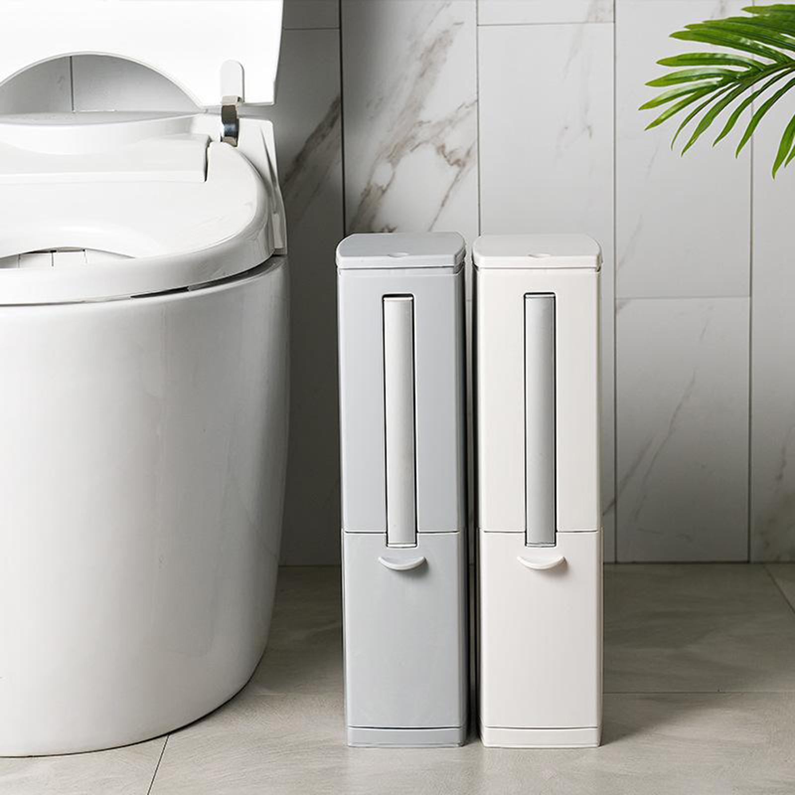 WC Narrow Trash  Set Waste  Bathroom White
