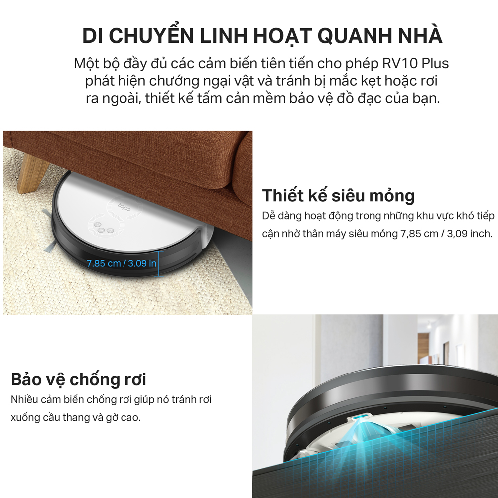 Robot Hút Bụi Và Lau Nhà + Dock Tự Động Đổ Rác Thông Minh TP-Link Tapo RV10 Plus - Hàng Chính Hãng