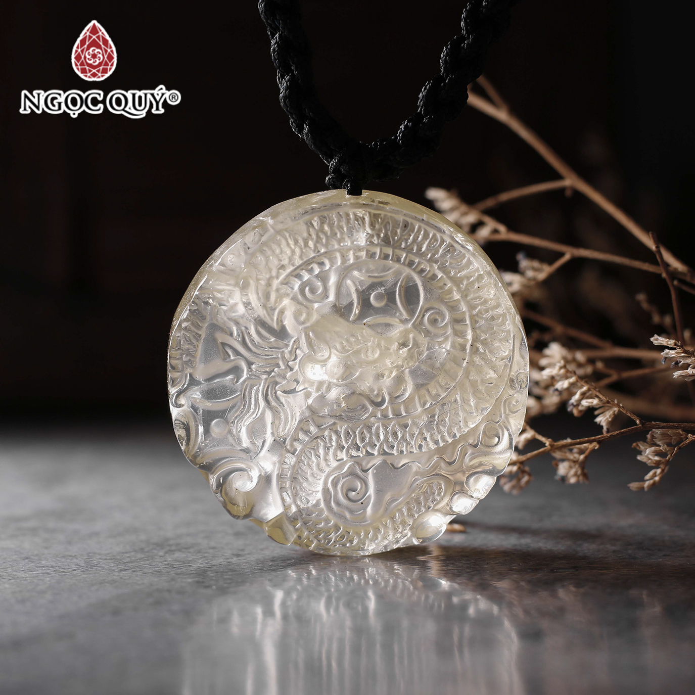 Mặt dây chuyền rồng thạch anh vàng mệnh thủy kim - Ngọc Quý Gemstones