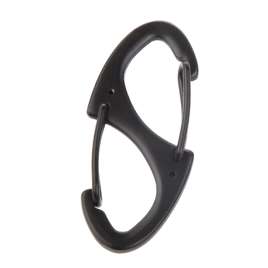 Mini Quick Release Carabiner 8-Shaped Clip Hook Keyring Camping Clasp Hook Black/ Silver