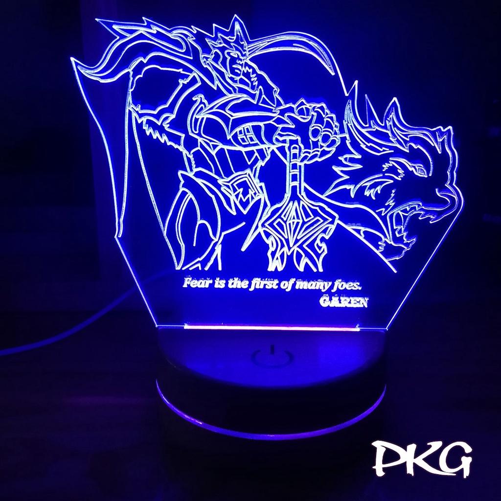 Đèn Ngủ Led 3D tướng GAREN SƯ VƯƠNG LMHT nháy sáng 16 màu cảm ứng điều khiển từ xa