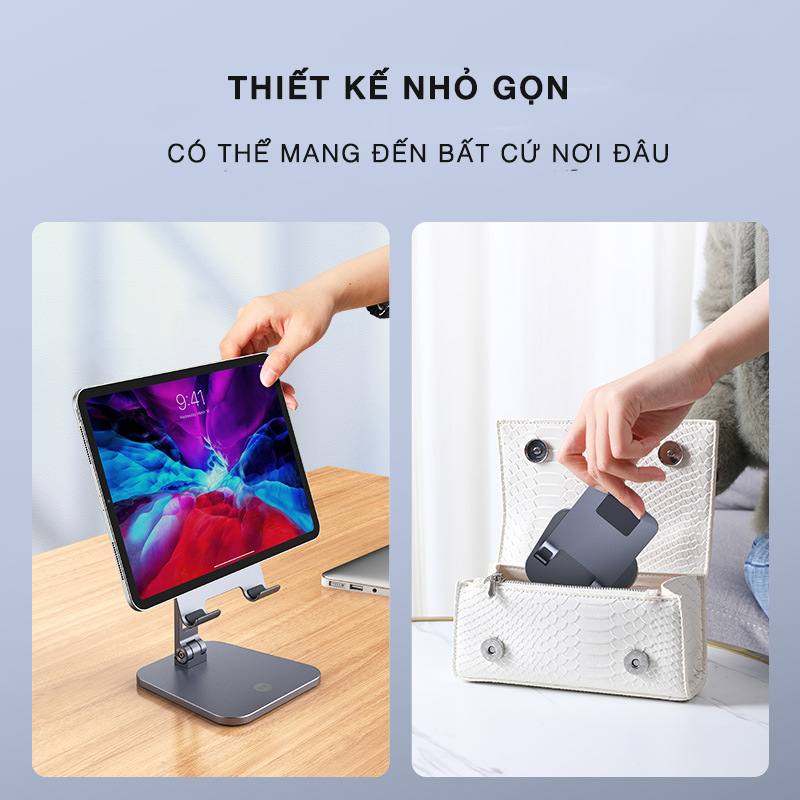 Giá Đỡ Điện Thoại, Máy Tính Bảng, iPad Tablet 12.9 inch - Hợp Kim Nhôm Nguyên Khối - Trục Xoay 180 độ - Hàng Chính Hãng