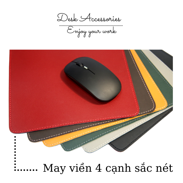 Lót Chuột 2 Mặt Da Mouse Pad  25x22 cm May Bo Viền Tinh Tế Da Mềm Bền Đẹp