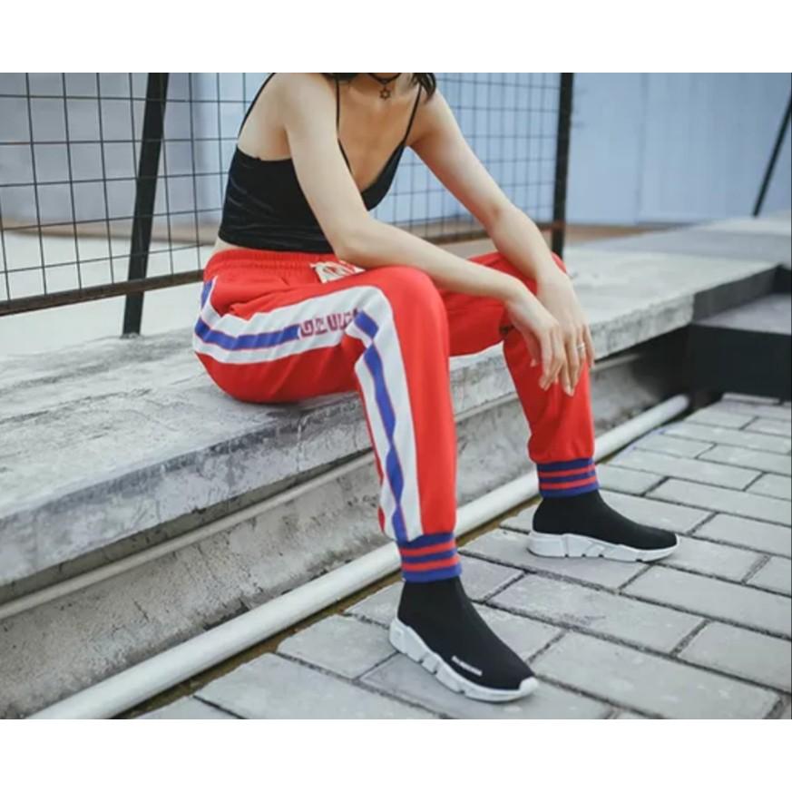 Quần jogger đỏ sọc ulzzang - ẢNH THẬT