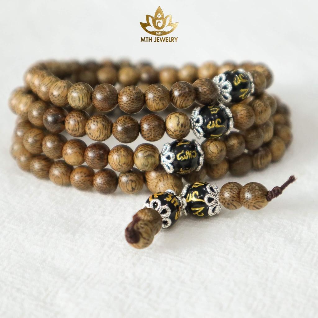 Vòng Tay Trầm Đính Đá Ngũ Sắc Trợ Mệnh Omani - Đá Mã Não - Phong Thủy Theo Mệnh - Trầm Tốc Tự Nhiên 100%