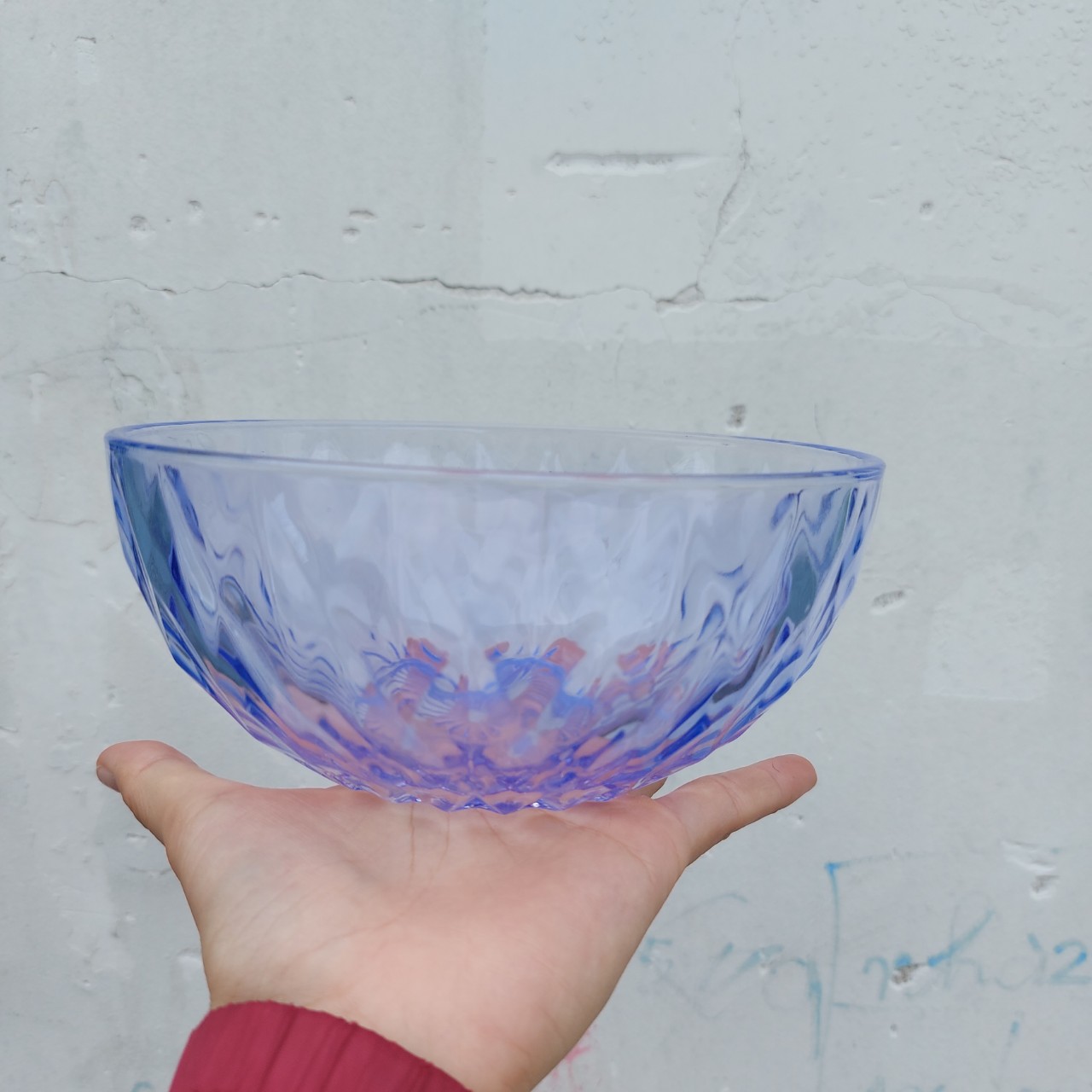 Set 04 Bát tô thủy tinh họa tiết kim cương màu siêu đẹp 18cmx7.5cm