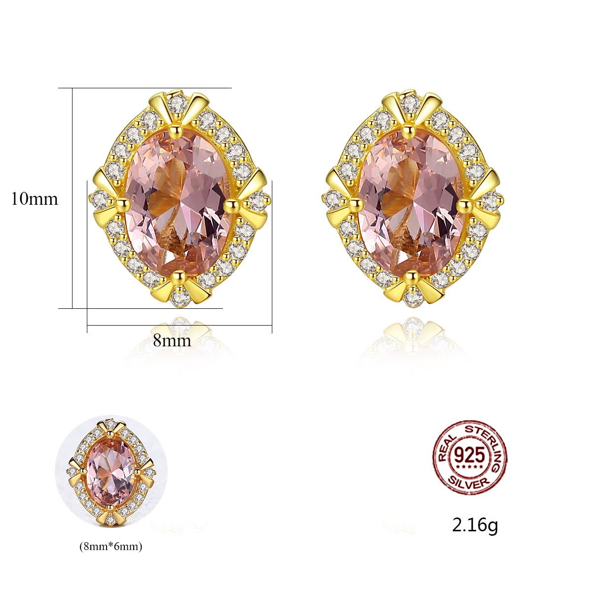 Bông tai bạc nữ S925 đính đá B2407 Bảo Ngọc Jewelry