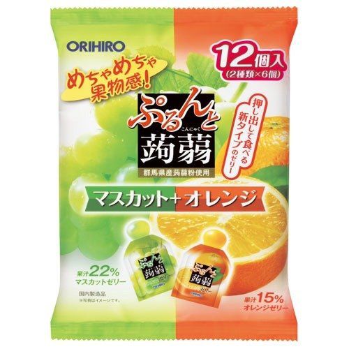 Combo 6 gói Thạch trái cây Orihiro vị Nho xanh &amp; Cam 240gr