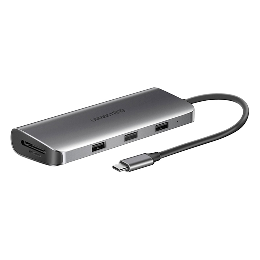 HUB USB Type-C Đa Chức Năng 2 x USB 3.0 ; 1 x HDMI 1 x VGA; 1 x SD Card ; 1 x USB-C; 1 x LAN Ugreen (40873) - Hàng Chính Hãng