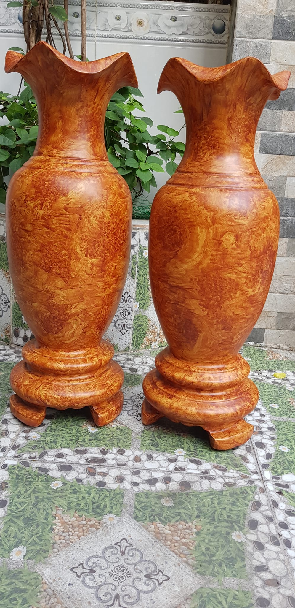 Cặp Bình Gỗ nu gõ hay gõ vẽ nu cao tròn đều đẹp cao 60cm x đk 20cm ý nghĩa bình an , phú quý Anh Chị trưng phòng khách nhà, công ty, bàn thờ thần tài to đẹp ạ