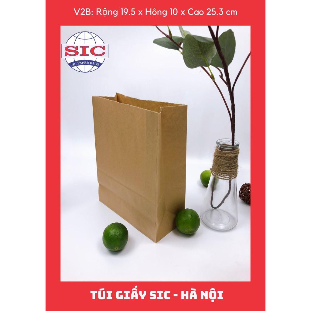 100 CHIẾC TÚI GIẤY KRAFT V2B: 19.5x10x25.3 KHÔNG QUAI