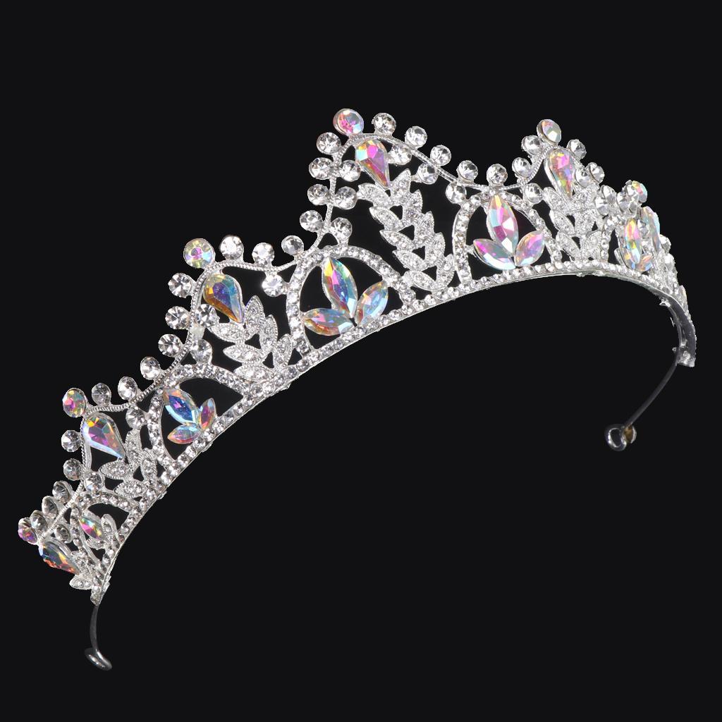 Silver Crystal Tiaras Princess Bridal Crown Hair Clasp For Wedding Party