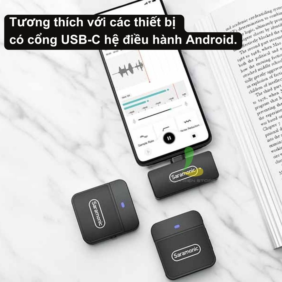 Micro thu âm Saramonic Blink 100 B6 - Micro ghi âm hỗ trợ thiết bị Android, pin 10h và truyền dẫn không dây 2.4GHz - Hàng nhập khẩu