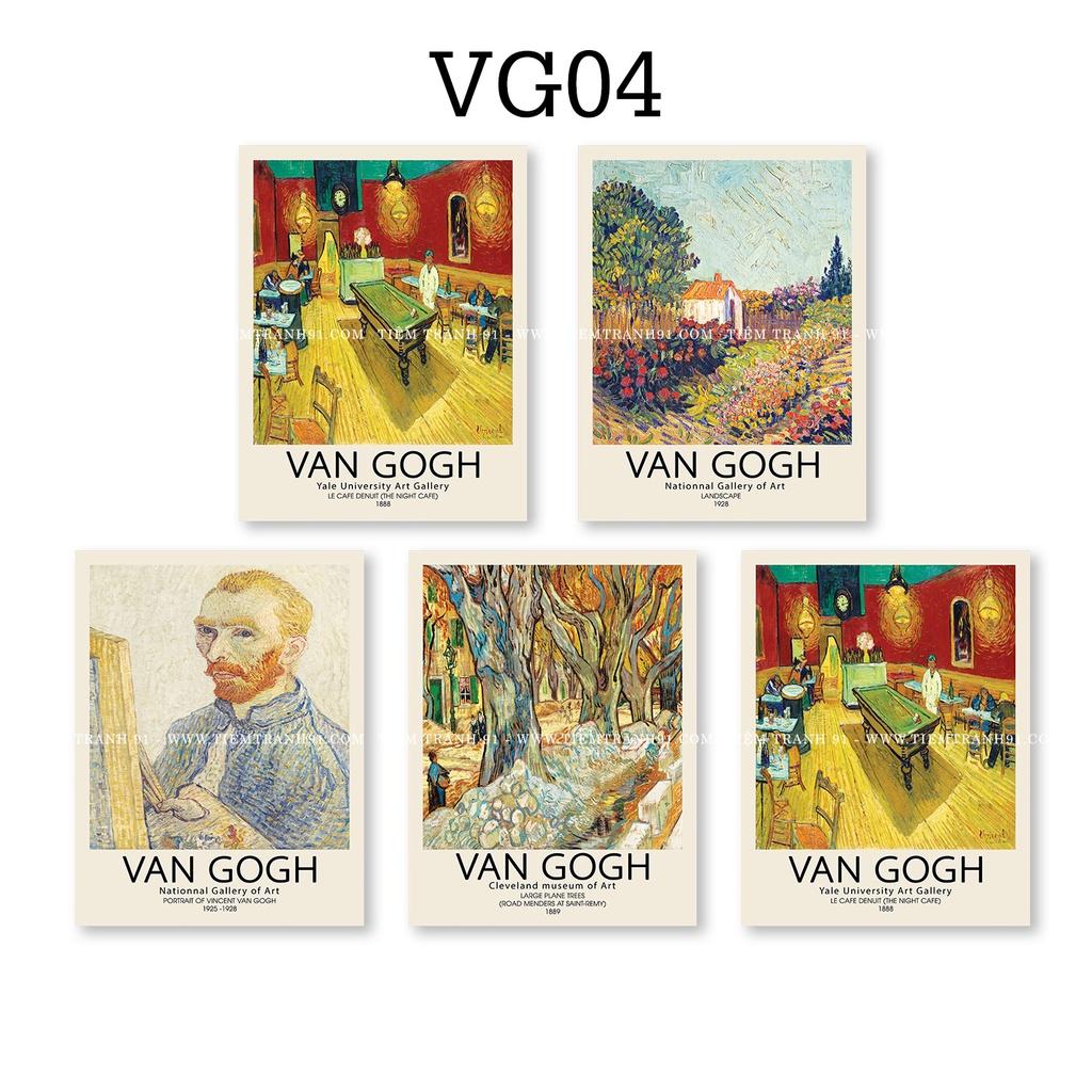 Set 5 tranh dán tường, chất liệu fomex dày 5cm, tranh canvas chủ đề Van Gogh, đính sẵn keo 2 mặt tiện dụng