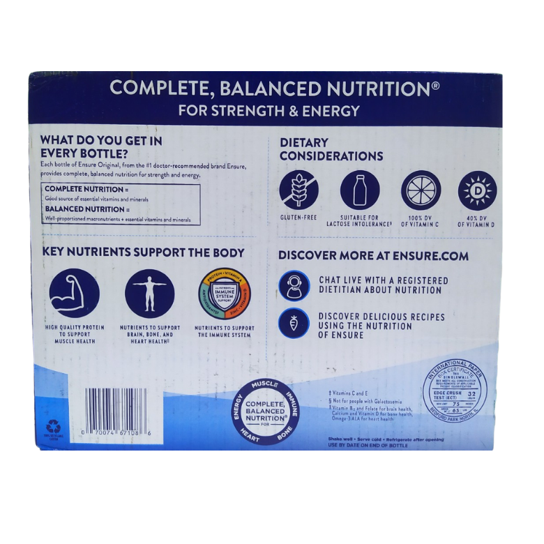 Sữa ensure nước Ensure Original Nutrition Shake - giúp hồi phục sức khỏe cho người gầy, người suy dinh dưỡng, người  già - QuaTangMe Extaste