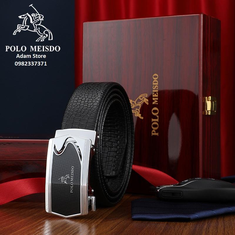 Thắt Lưng Nam Dây Nịt Nam Da Bò Cao Cấp Hàng Hiệu POLO MEISDO Khóa Tự Động BH 24 Tháng
