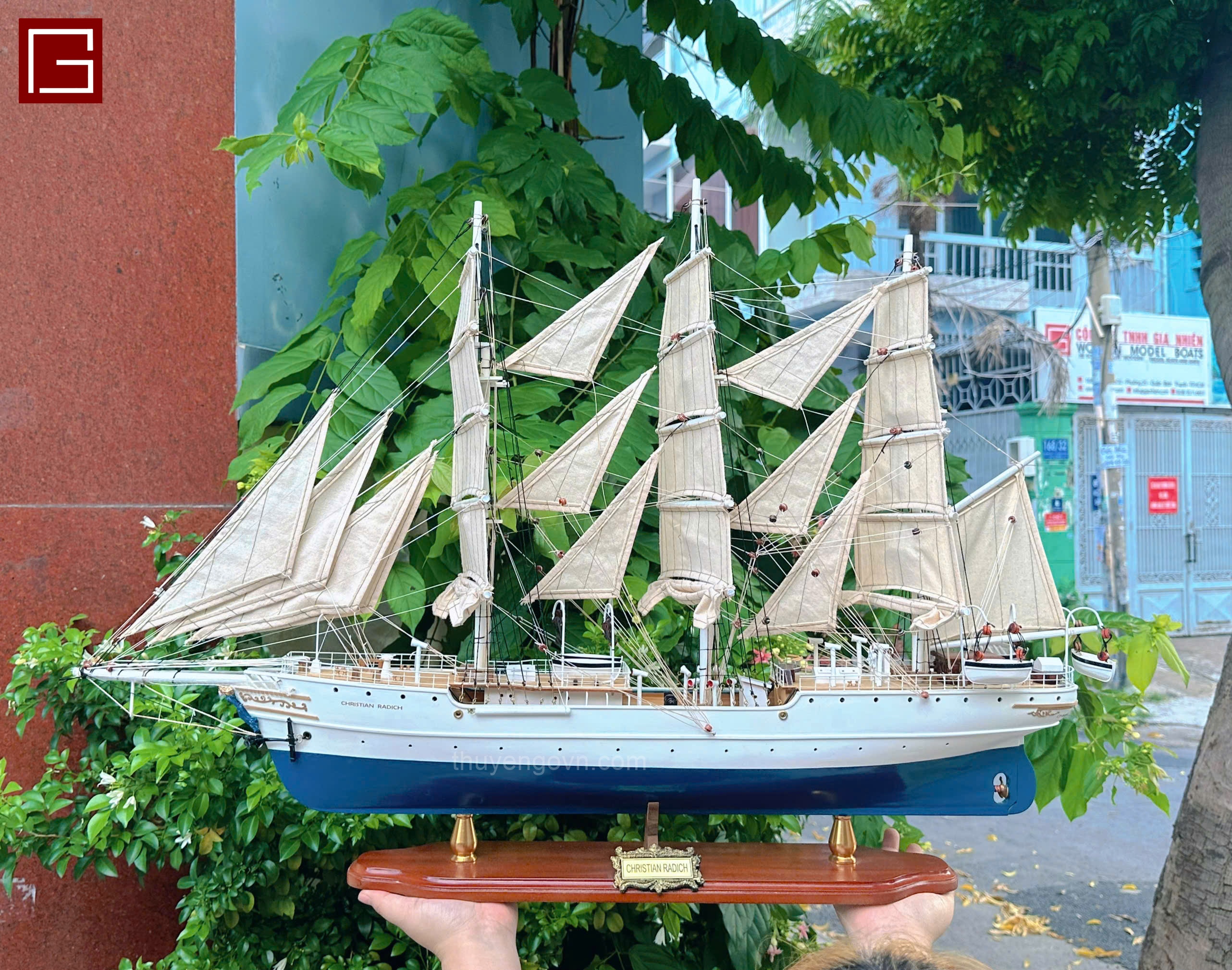 Thuyền Gỗ Trang Trí Phong Thủy Dạng Thuyền Cổ CHRISTIAN RADICH Chính Hãng, Hàng Xuất Khẩu Chất Lượng