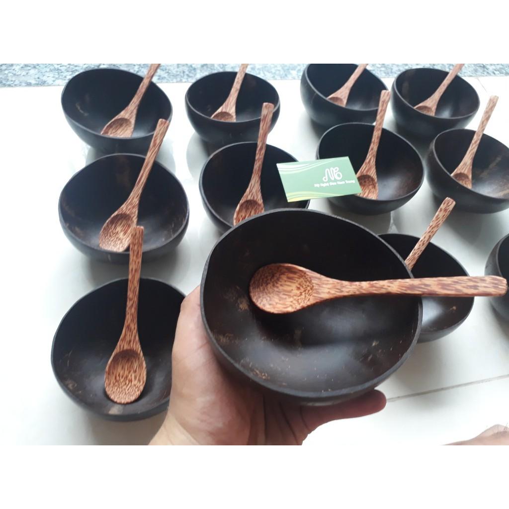 Bộ 100 chén bát gáo dừa muỗng thìa gỗ dừa